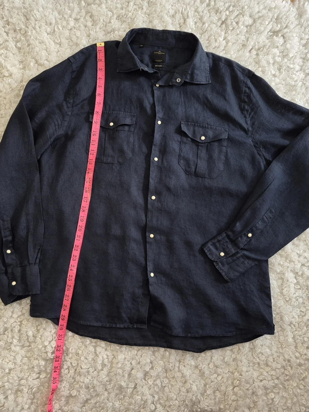 Doppelgänger Linen Western Shirt Black XXL Coastal Cowboy Italy Southern Cruise - Picture 9 of 12